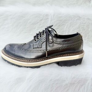 Diesel Black Leather Wingtip Brogue Platform Shoes Sz 38 EU Women’s 162618921469